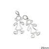 Silver 925 Pendant Outline Style Girl 25mm