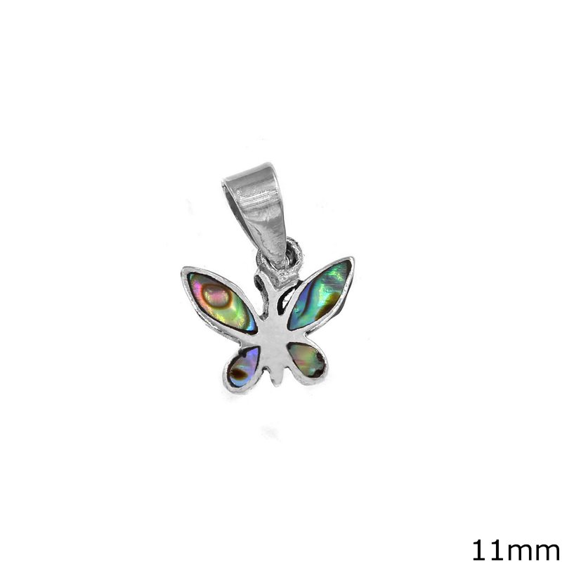 Silver 925 Pendant Butterfly with Aballone Shell 11mm