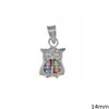 Silver925  Pendant Owl with Opal 14mm