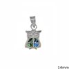 Silver925  Pendant Owl with Opal 14mm