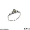 Silver   925 Ring with Oval Semi Precious Stones 4x6mm