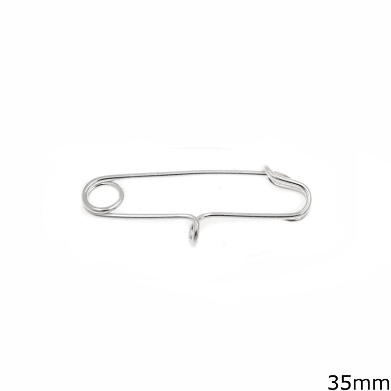 Silver 925 Safety Pin with Loop 35mm