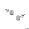 Silver 925 Earrings Ball with Satin Finish 5mm