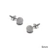 Silver 925 Earrings Ball with Satin Finish 5mm