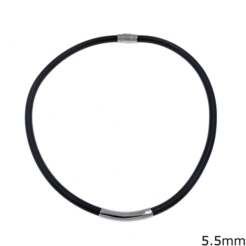 Stainless Steel Necklace with Rubber 5.5mm