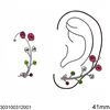 Stainless Steel Earline Earrings  with Stones and Pearls 46-48mm