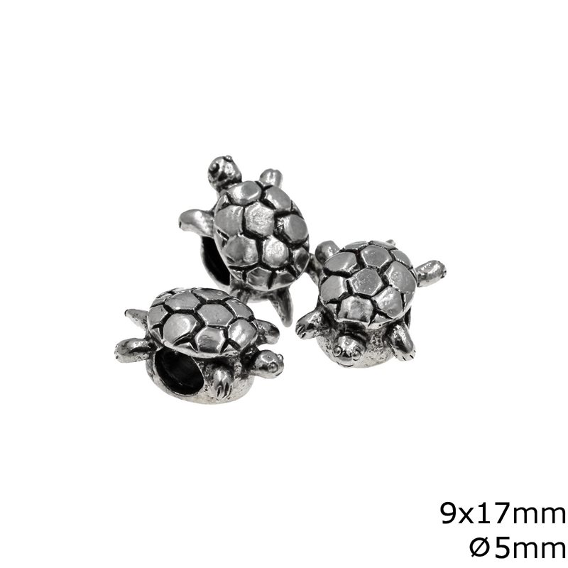 Stainless Steel Bead Turtle 9x17mm with Hole 5mm