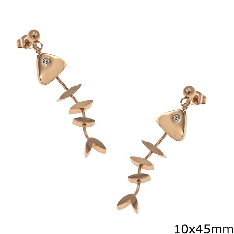 Stainless Steel Herringbone Earrings with Snake Chain 10x45mm 