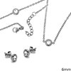 Stainless Steel Set of Earrings,Necklace,Bracelet 6mm