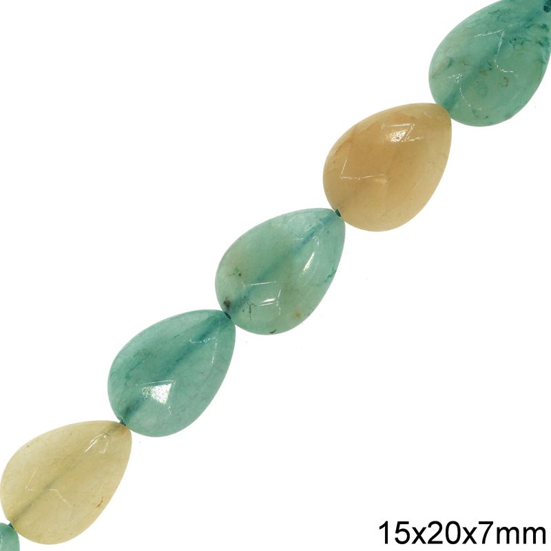 Jade Faceted Pearshaped Beads 15x20mm
