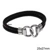 Stainless Steel Bracelet with Double Cord 5mm & Links 25x27mm