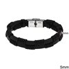 Stainless Steel Bracelet with 2 Leather Cords 5mm