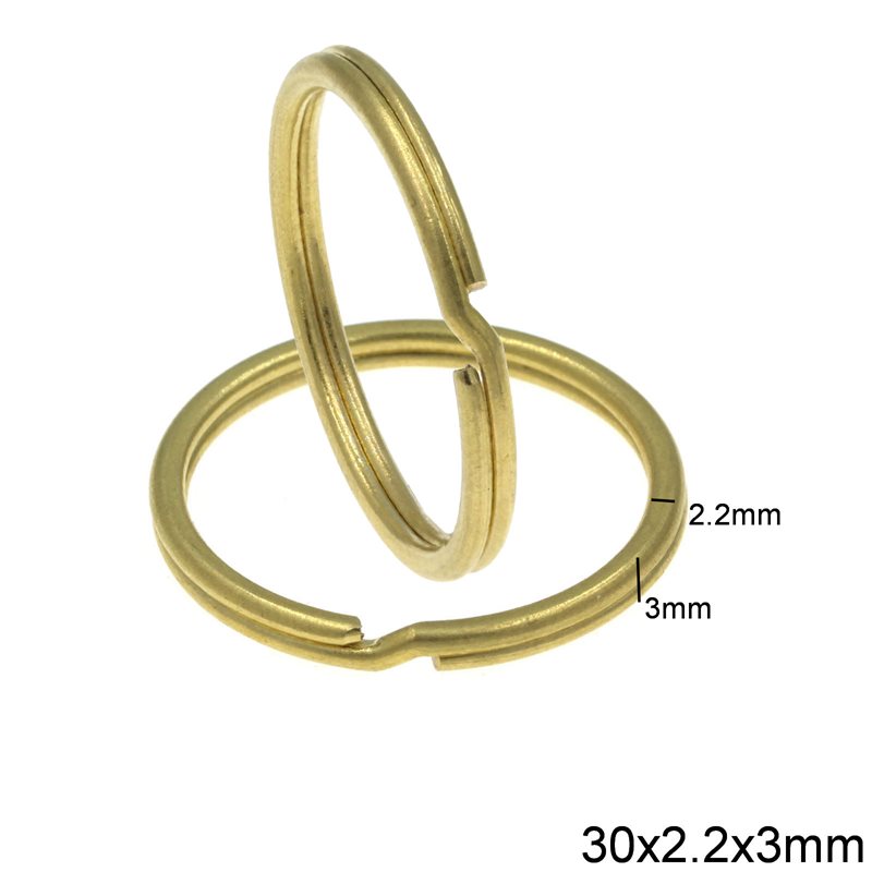 Brass Split Ring Rounded Wire 30x2.2x3mm