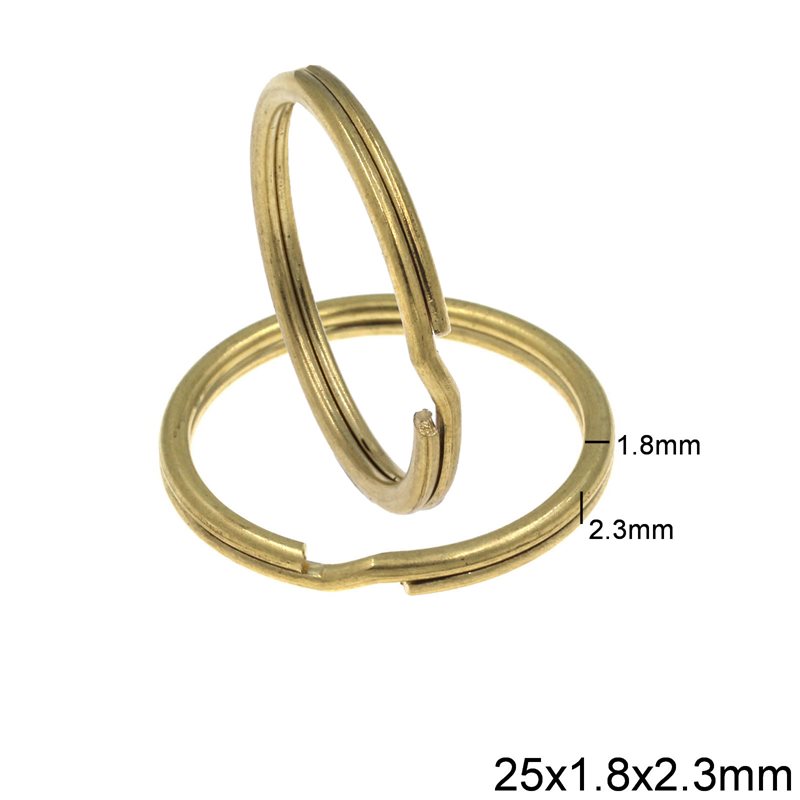 Brass Split Ring Rounded Wire 25x1.8x2.3mm