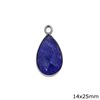 Silver 925 Bezel Pearshaped Pendant with Semi Precious Stone 18x25mm