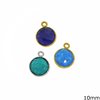 Silver 925 Bezel Round Pendant  with Semi Precious Stone 10mm