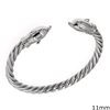 Silver 925 Twisted Oxyde Bracelet with Dolphins 11mm