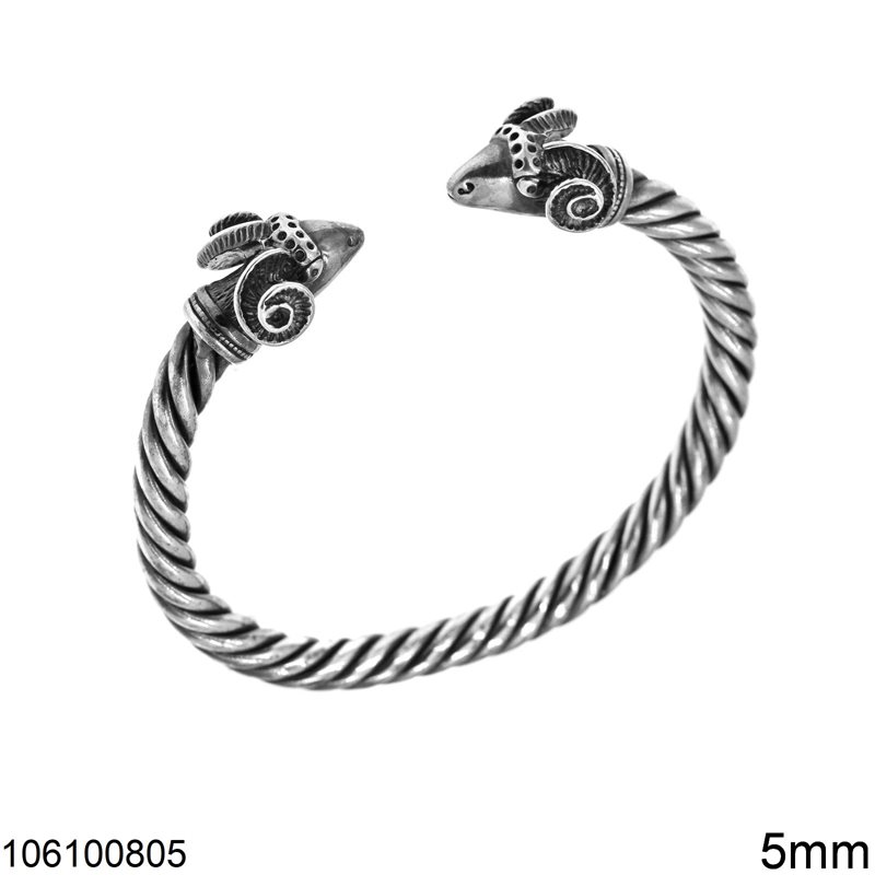 Silver 925 Bracelet with Rams 5mm, Oxidised
