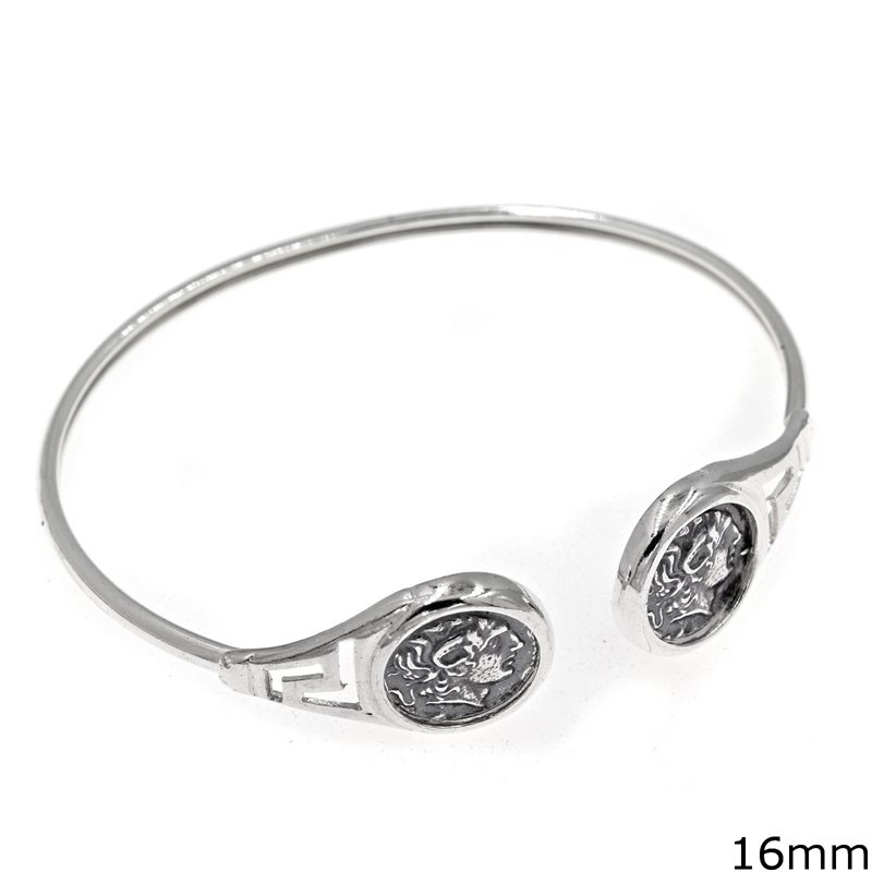 Silver 925 Cuff Bracelet with Ancient Coins 16mm