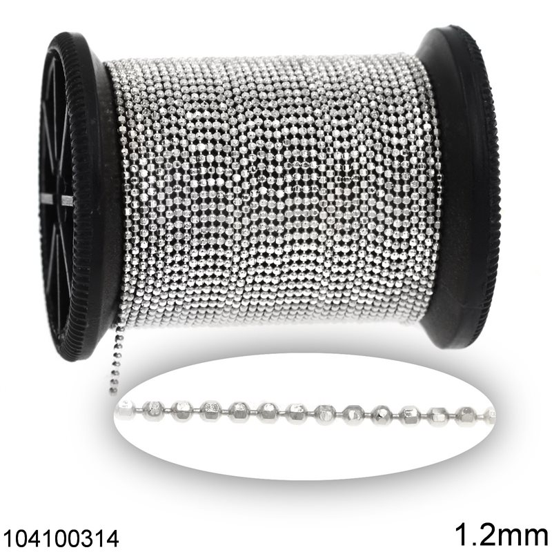 Silver 925 Diamond Cut Ball Chain 1.2mm 4gr/meter