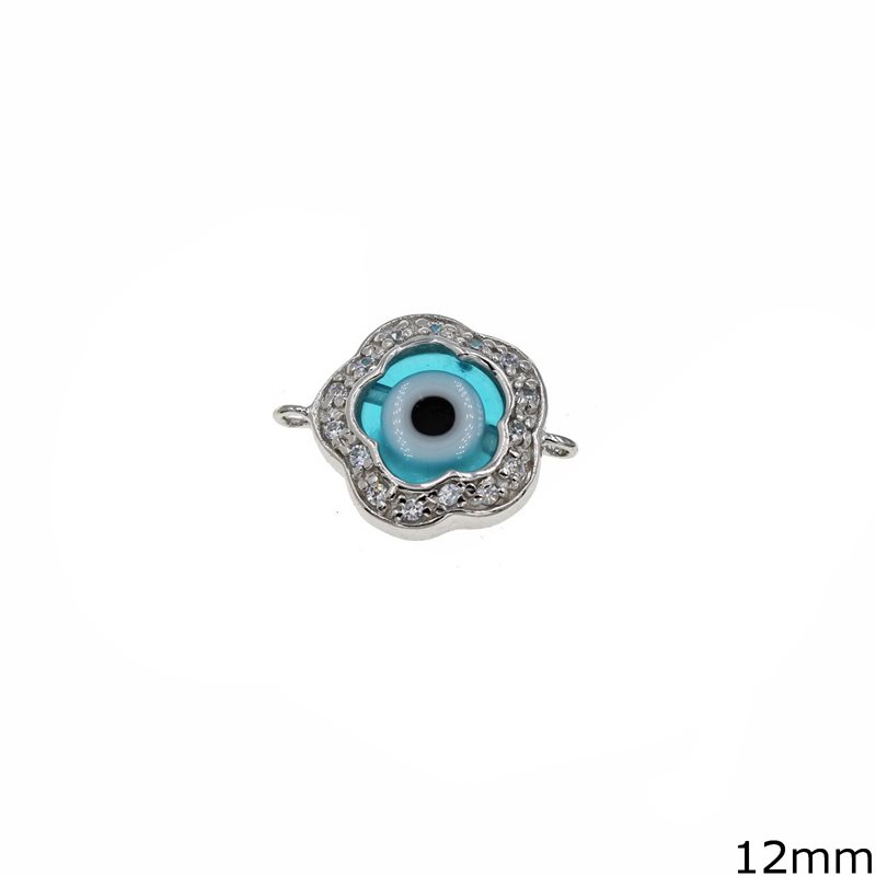 Silver 925 Spacer Daisy with Evil Eye and Zircon 12mm