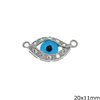 Silver 925 Spacer Evil Eye with Zircon 20x11mm