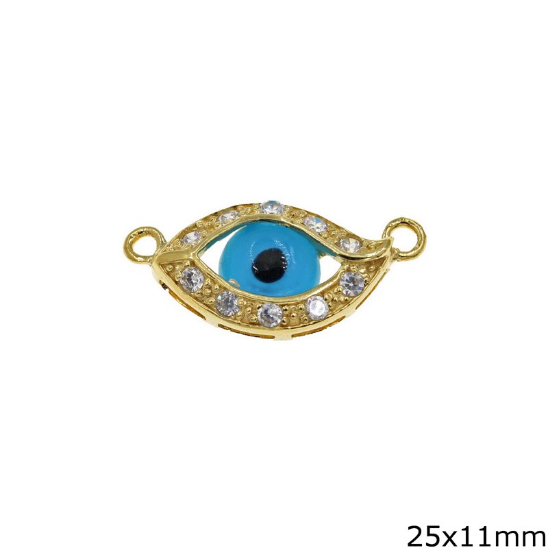 Silver 925 Spacer Evil Eye with Zircon 25x11mm