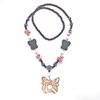 Necklace with Lava Elements and Wooden Beads 