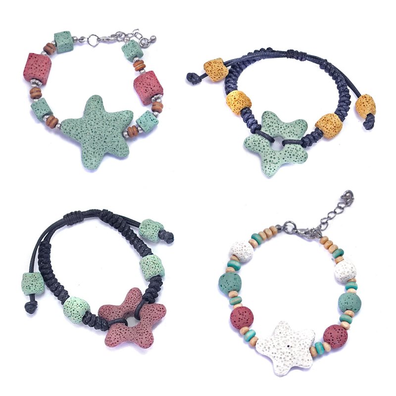 Bracelet with Lava Elements Starfish and Beads 