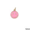 Casting Round Pendant Emoji Smile with Enamel 12mm