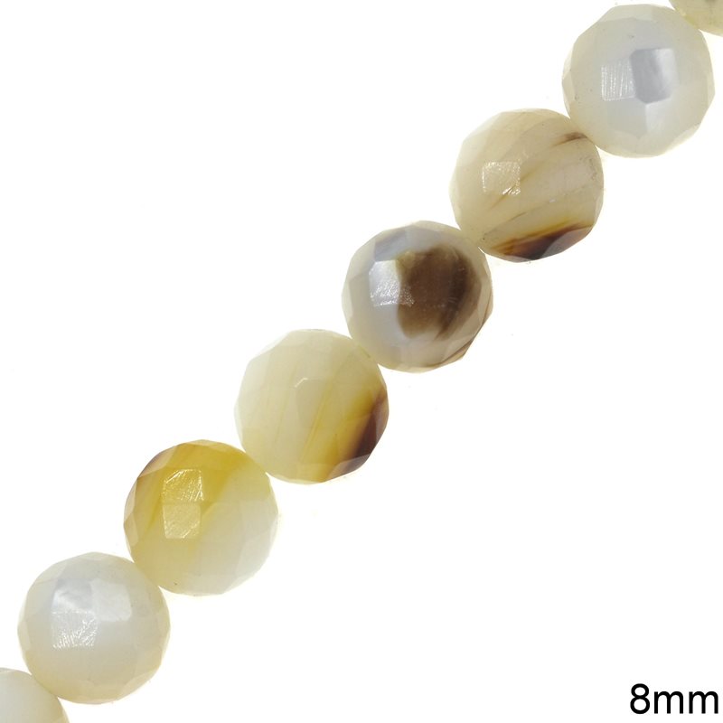 Faceted Aballone Shell Beads 8mm