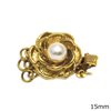 3-Strand Clasp Connector Rose 15mm with Pearl
