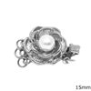 3-Strand Clasp Connector Rose 15mm with Pearl