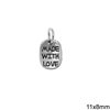 Silver 925 Oval Pendant 'MADE WITH LOVE' 11x8mm