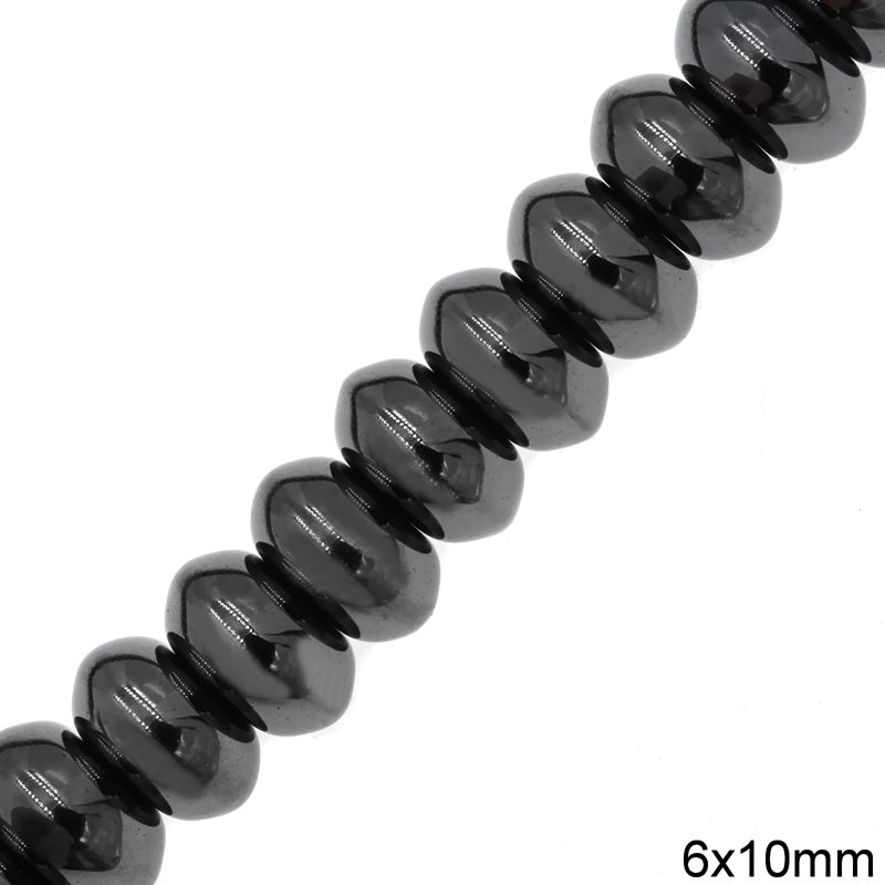 Hematite Rondelle Beads 6x10mm