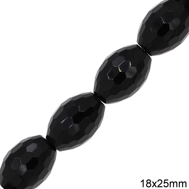 Onyx Faceted Oval Beads 18x25mm AA