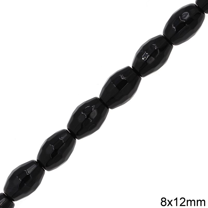 Onyx Oval Faceted Beads 8x12mm