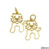 Silver 925 Pendant Cat 20mm Gold plated