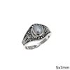 Silver  925 Ring with Oval Semi Precious Stone 5x7mm