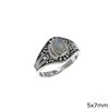 Silver  925 Ring with Oval Semi Precious Stone 5x7mm
