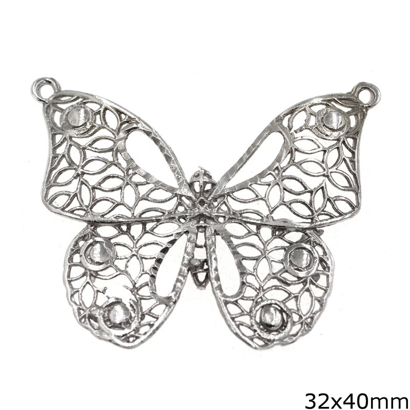 Silver 925 Pendant Lacy Butterfly 32x40mm
