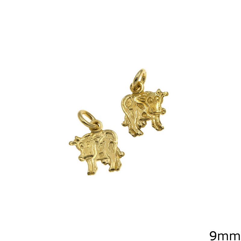 Silver 925 Pendant Cow 8mm Gold plated