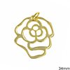 Silver  925 Pendant Rose 34mm Gold plated