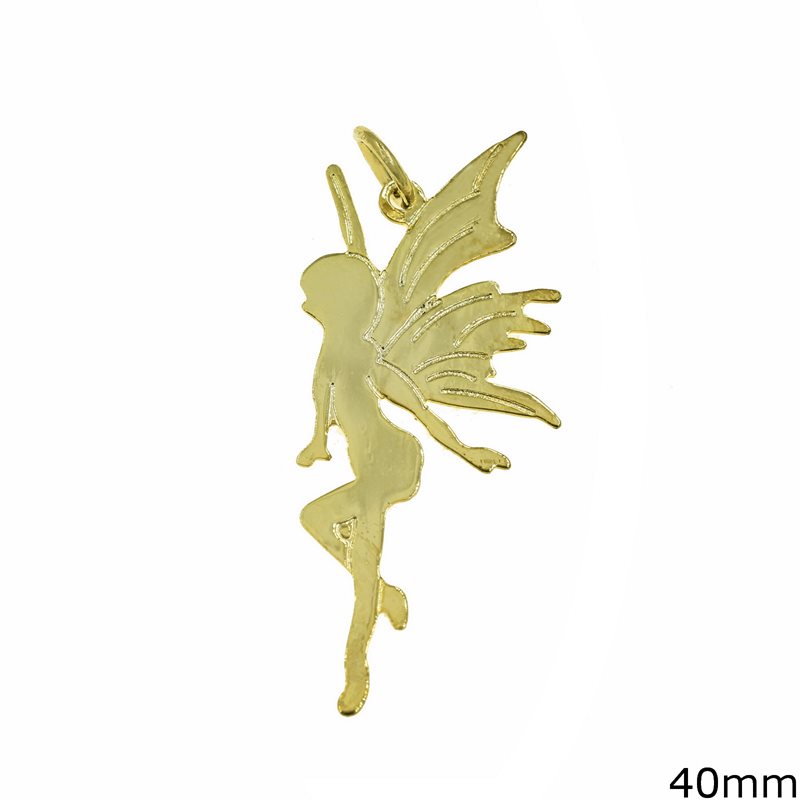 Silver  925 Pendant Fairy 40mm Gold plated