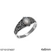 Silver 925 Ring with Oval Semi Precious Stone 4x6mm