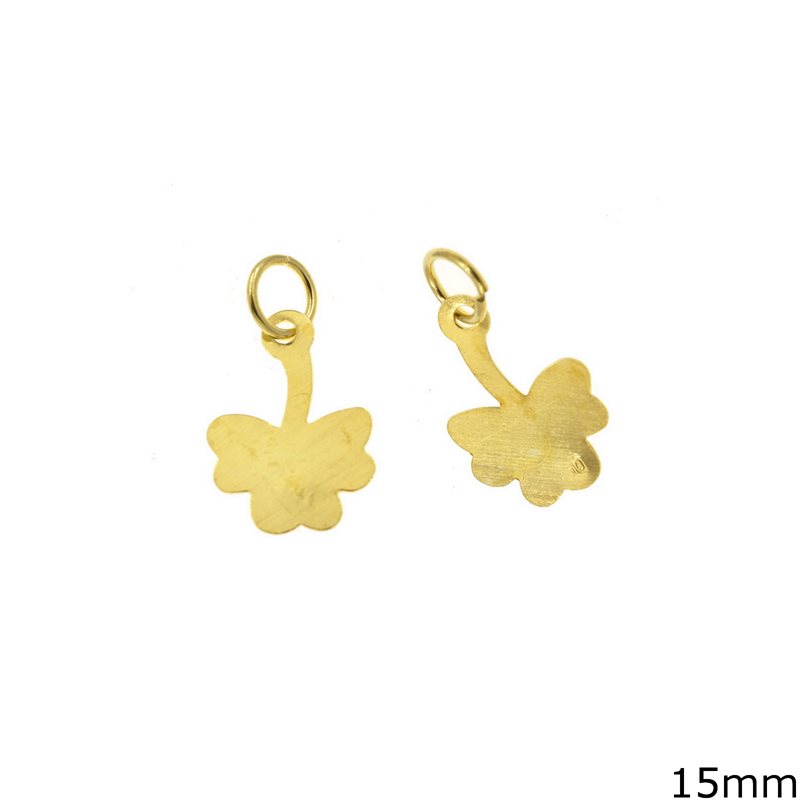 Silver 925 Pendant 4 Leaf Clover  15mm Gold plated