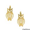 Silver 925 Pendant Stamped Owl 13x23mm Gold plated