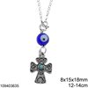 Silver 925 Car Amulet with Byzantine Cross 8x15x18mm and  Evil Eye 12-14cm,