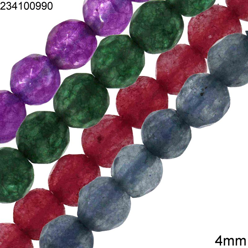Jade Faceted Round Beads 4mm