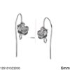 Silver 925 Earring Hook 17mm with Rose 6mm